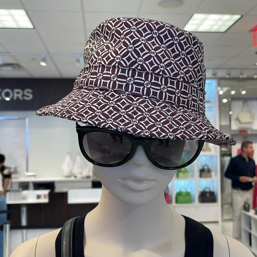 Michael Kors Women’s MK Logo Jacquard Bucket Hat OXBLOOD  NWT